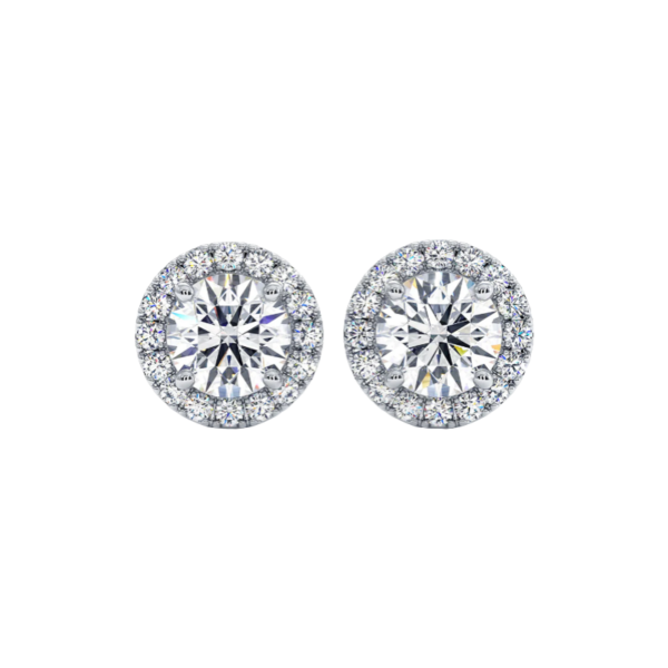 Pave Halo Diamond Studs - 1.00 Carats