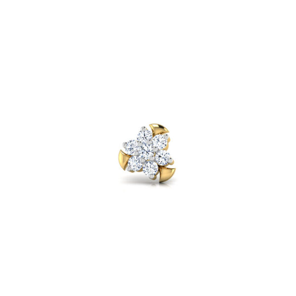 Unique Flowerbud Gold and Diamond Nose Pin