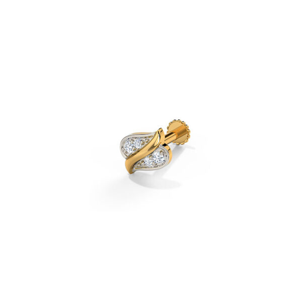 14K Yellow Gold Diamond Nose Pin