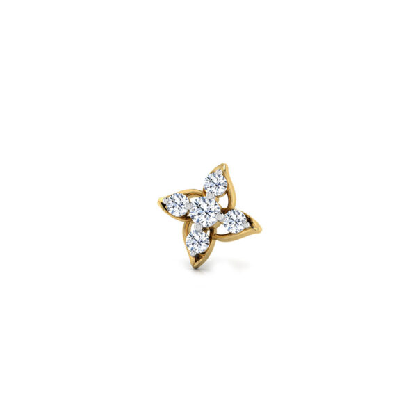 Glittering Gold Round Diamond Nose Pin