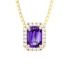 Amethyst Yellow Gold Pendant - Emerald Shape