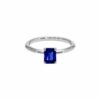 Blue Sapphire Silver Ring - Radiant Cut 0.55 Carat