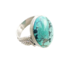 Leafy Turquoise Silver Ring - Oval Shape 5.75 Carat