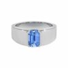 Blue Sapphire Silver Ring - Emerald Shape 5.65 Carat