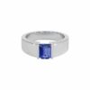 Blue Sapphire Silver Ring - Emerald Shape 6.75 Carat