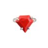 Red Coral Silver Ring - 2.5 Carat Diamond Shape