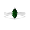 Emerald Stone Silver Ring - Marquise Shaped 1.50 Carat