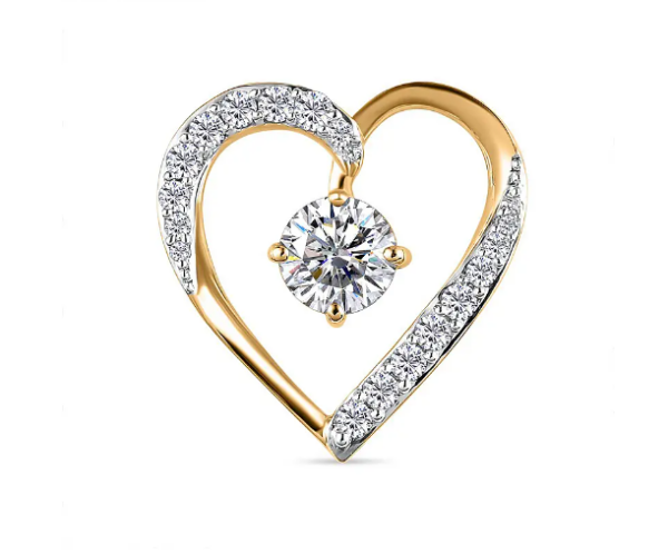 Luxury Heart Shaped Yellow Gold Diamond Pendant