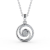 Circular Wave White Gold Diamond Pendant