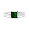 Emerald Stone Silver Ring - Princess Cut 1.88 Carat