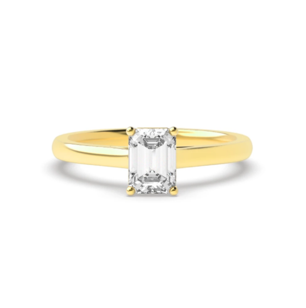 18K Yellow Gold Moissanite Ring Emerald Cut 1.75 Carat