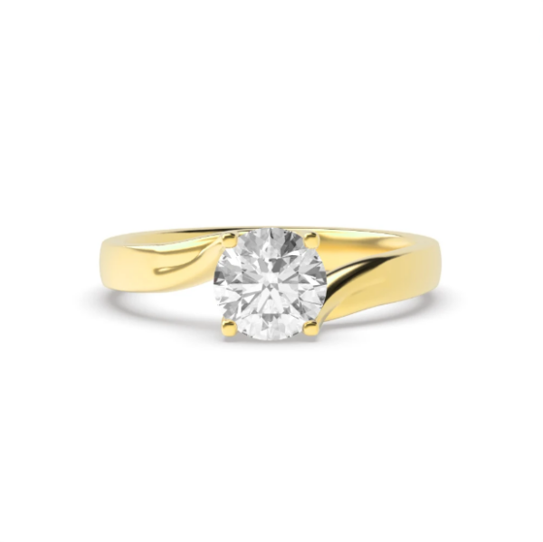 18K Yellow Gold Moissanite Ring Round Shaped 1.55 Carat