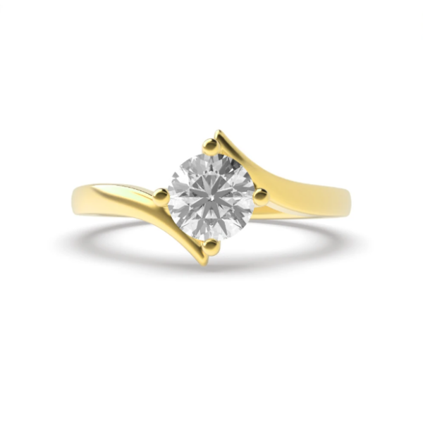 18K Yellow Gold Moissanite Ring Round Shaped 1.62 Carat