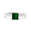 Emerald Stone Silver Ring - Princess Cut 1.20 Carat