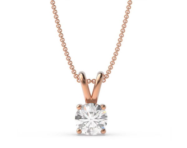 Moissanite Rose Gold Pendant - Round Shaped 2.24 Carat