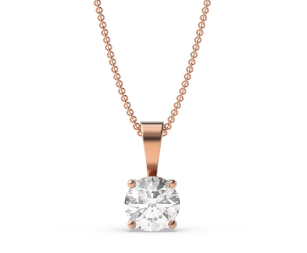 Moissanite Rose Gold Pendant - Round Shaped 2.31 Carat