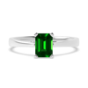 Emerald Stone Silver Ring - Emerald Shaped 1.25 Carat