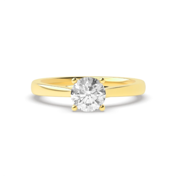 18K Yellow Gold Moissanite Ring Round Shaped 1.20 Carat