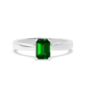 Emerald Stone Silver Ring - Emerald Shaped 1.33 Carat