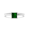 Emerald Stone Silver Ring -  Princess Cut 1.42 Carat