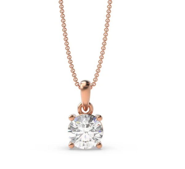 Moissanite Rose Gold Pendant - Round Shaped 2.83 Carat